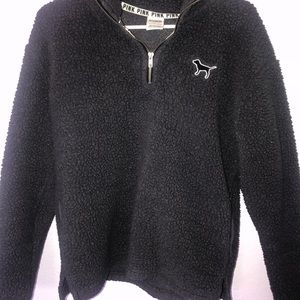 Dark grey fuzzy quarter zip
